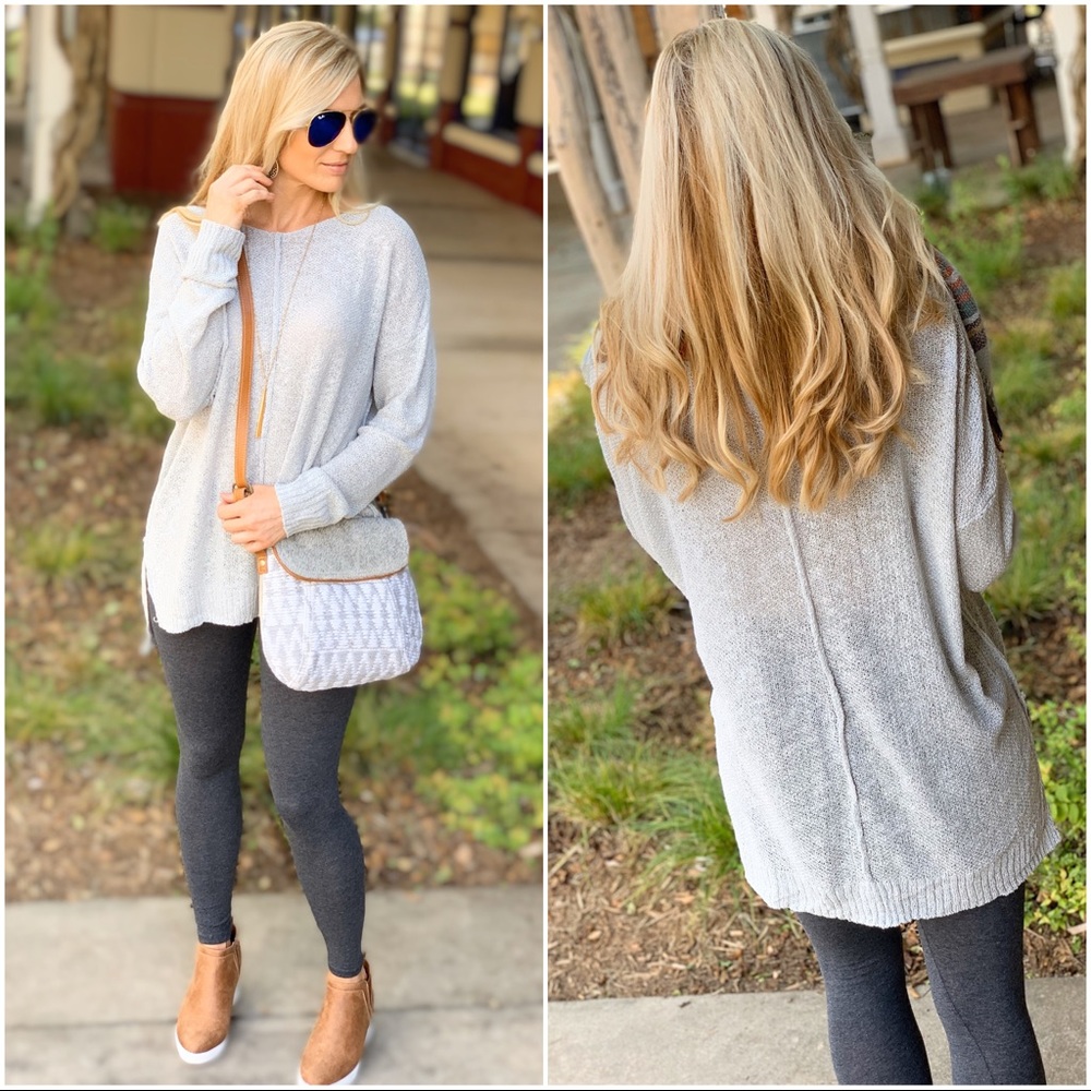 ✨LAST ONE✨ Light Gray Soft Slouchy Sweater Tunic - Picture 4 of 5
